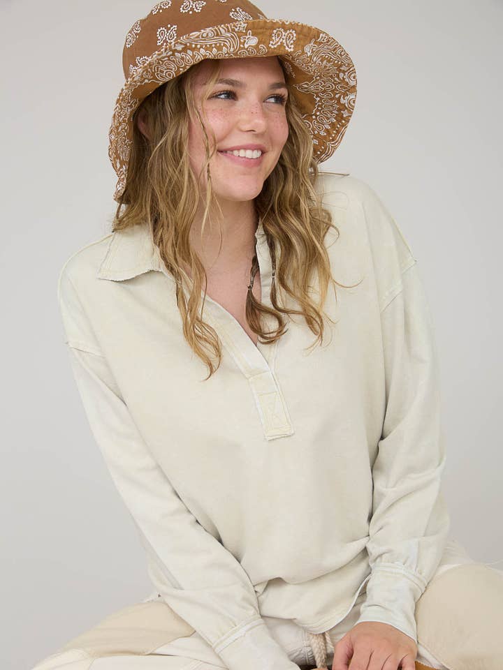 Blu Pepper - Wholesale Knit Top - Women's - WASHED COLLARED LONG SLEEVE KNIT TOP4