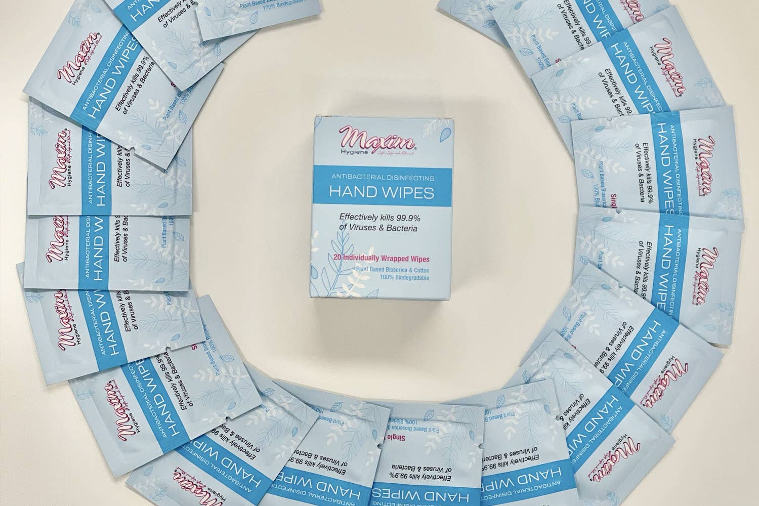 Maxim Hygiene Products - Wholesale Gezichts- en lichaamsdoekjes - Maxim® Antibacteriële Desinfectiedoekjes, Individueel Verpakt, 20 stuks4