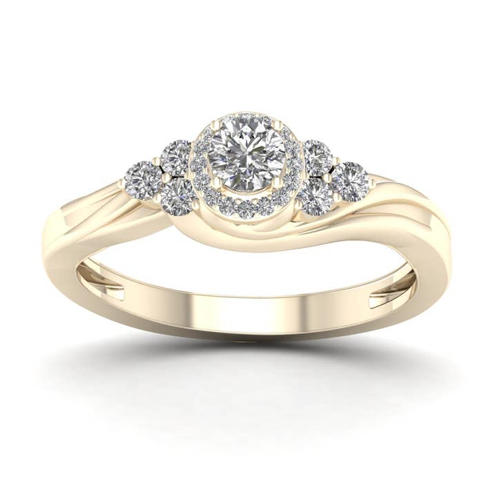 1/4ct TDW Diamond Halo Engagement Ring in 10K Gold for Women for wholesale by De Couer New York