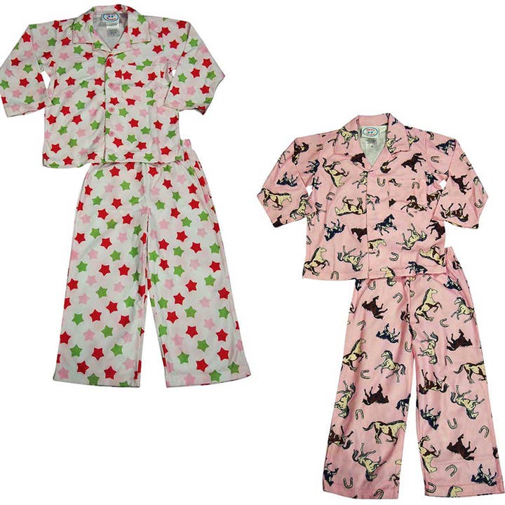 Conjunto de pijama de duas peças de manga comprida para crianças e meninas da Sara's Prints - resistente a chamas por atacado de Eastern Off Price