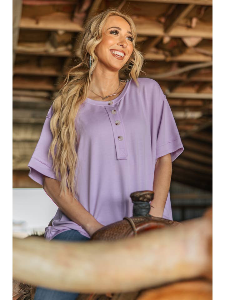 Andrée by Unit - Wholesale Tunic - Women's - Front Button Detail Terry Cloth Top