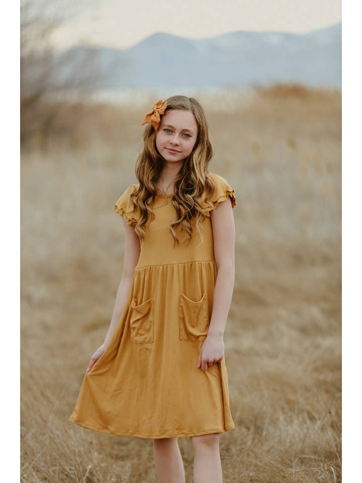 Navy Fields - Wholesale Dress - Kids - Raven Butter Yellow Rib Knit Dress