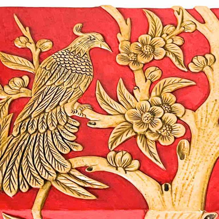 Oiseau dans l'arbre à fleurs - Boîte à bijoux en pierre de savon pour la vente par The Niger Bend