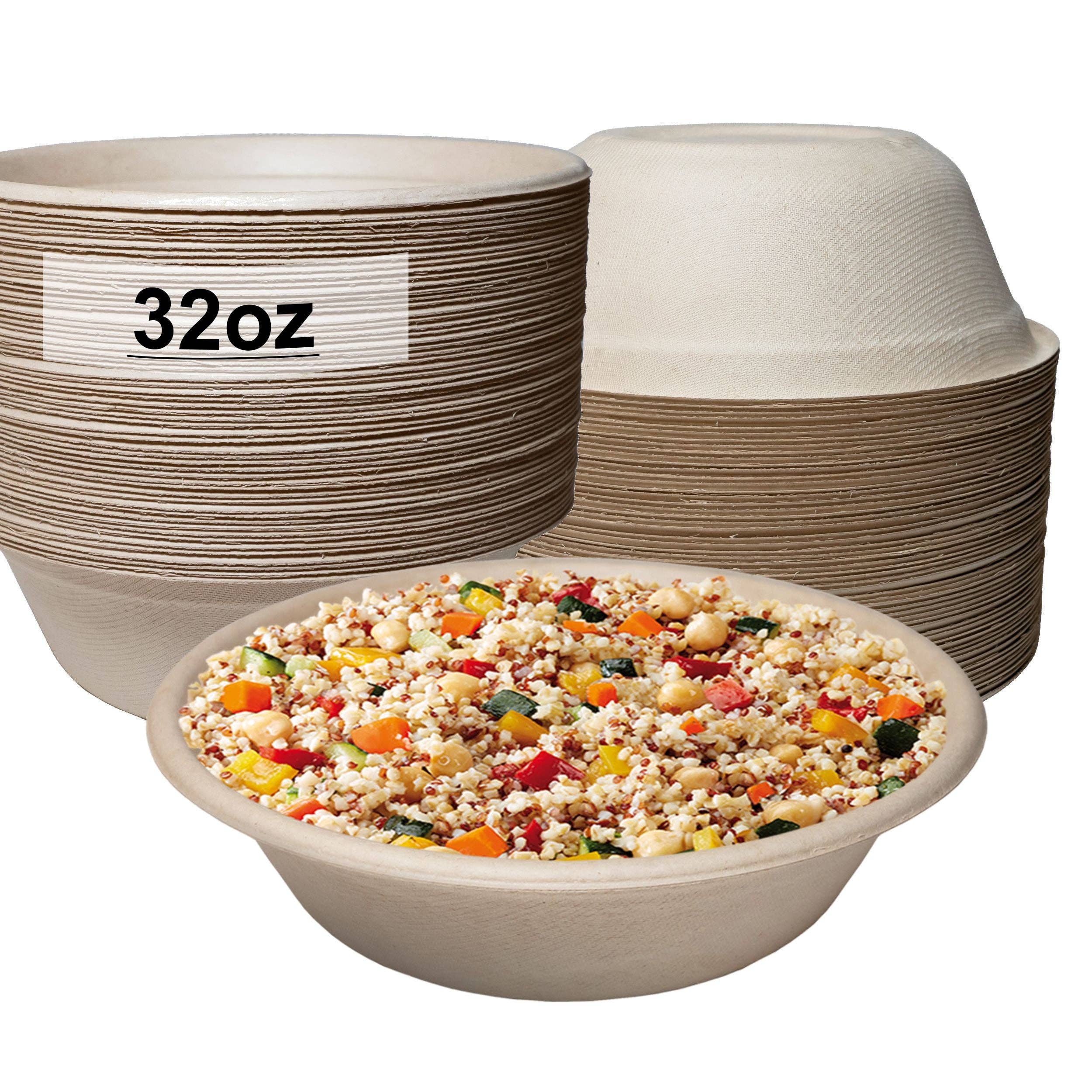 EcoQuality - Wholesale Disposable Plate - 32Oz Compostable Heavy Duty Disposable Bowls, Eco Friendly0