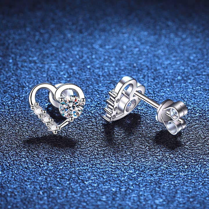 Perimade & Co. LLC - Wholesale Stud/Post Earrings - Moissanite Heart Wedding Earrings in 925 Sterling Silver3