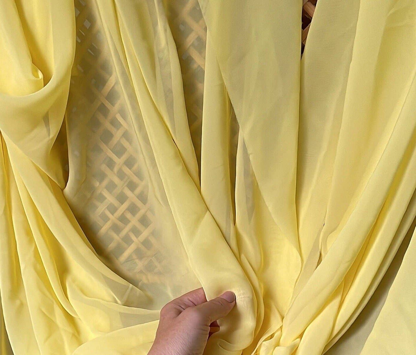 GalaTextile - Wholesale Fabric - Yellow Chiffon Fabric By The Yard , Yellow Bridal Fabric, Bridal Chiffon, Sheer Fabric Light Weight Yellow Chiffon Fabric for Dress Veil7