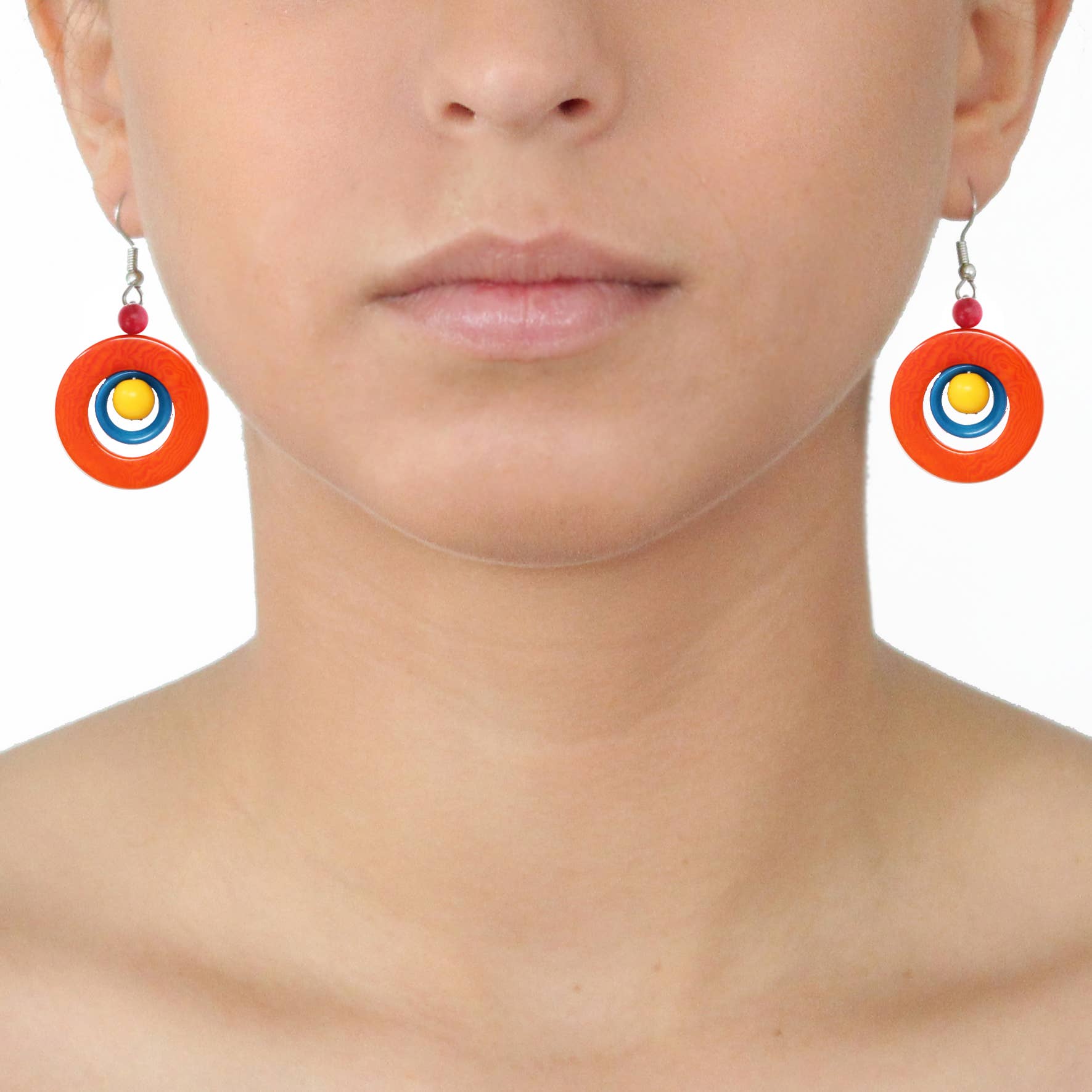 Muichic Natural Jewelry - Wholesale Dangle Earrings - Circles Tagua Earrings Handmade Fairtrade Lightweight1