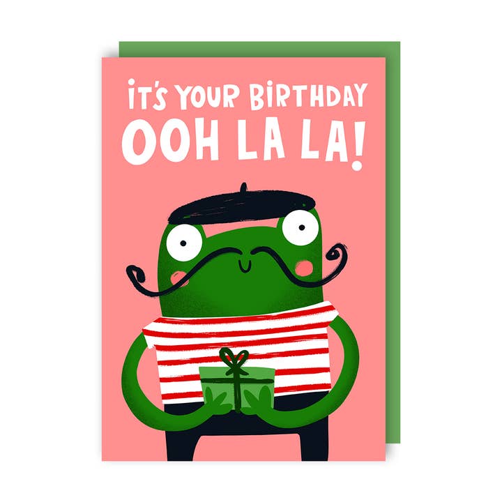 French Frog Birthday Card for wholesale by Lucy Maggie Designs