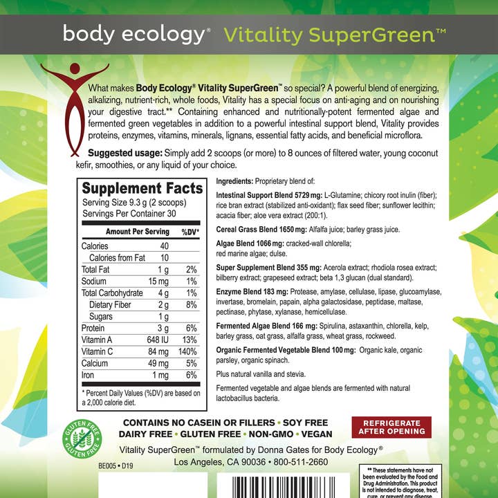 Body Ecology - Wholesale Protein/Superfood Powder - Vitality SuperGreen