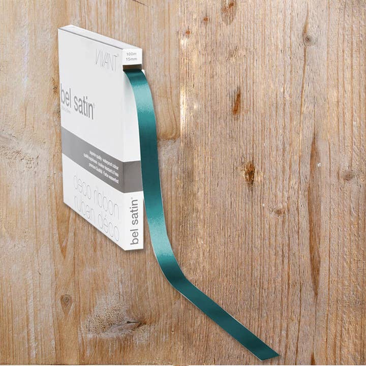 Poly Petrol Satin Ribbon for wholesale by kadopapier.net