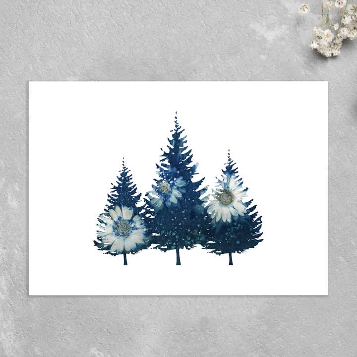 Colorado Card: Blue Botanical Pine Trees, Nature Inspired for wholesale by The Sun's Recipe