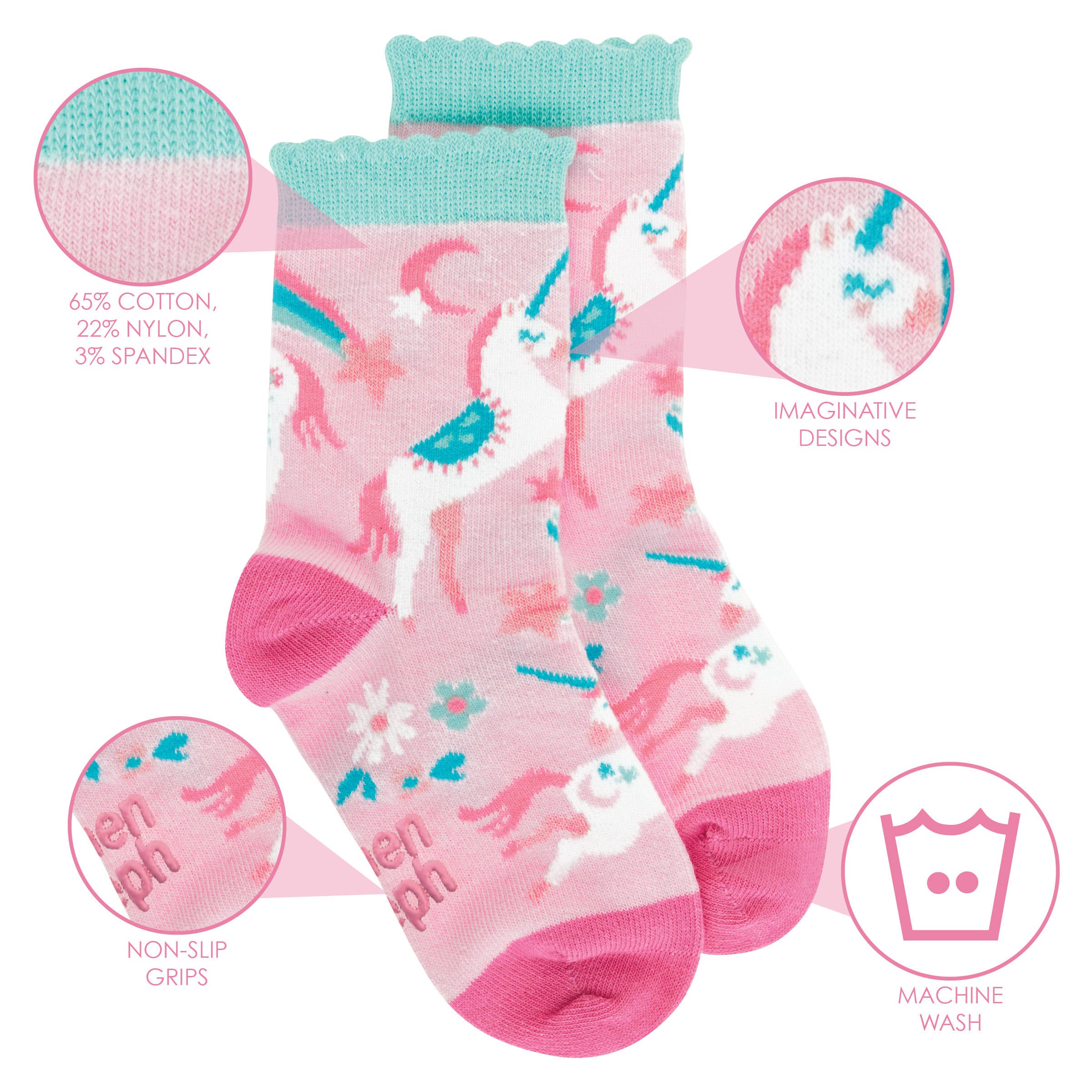 Stephen Joseph Gifts - Wholesale Socks - Kids - Pink Unicorn Toddler Socks2