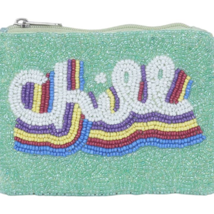 CHILL Themed Fully Beaded Coin Purse for wholesale by Nima Accessories Inc