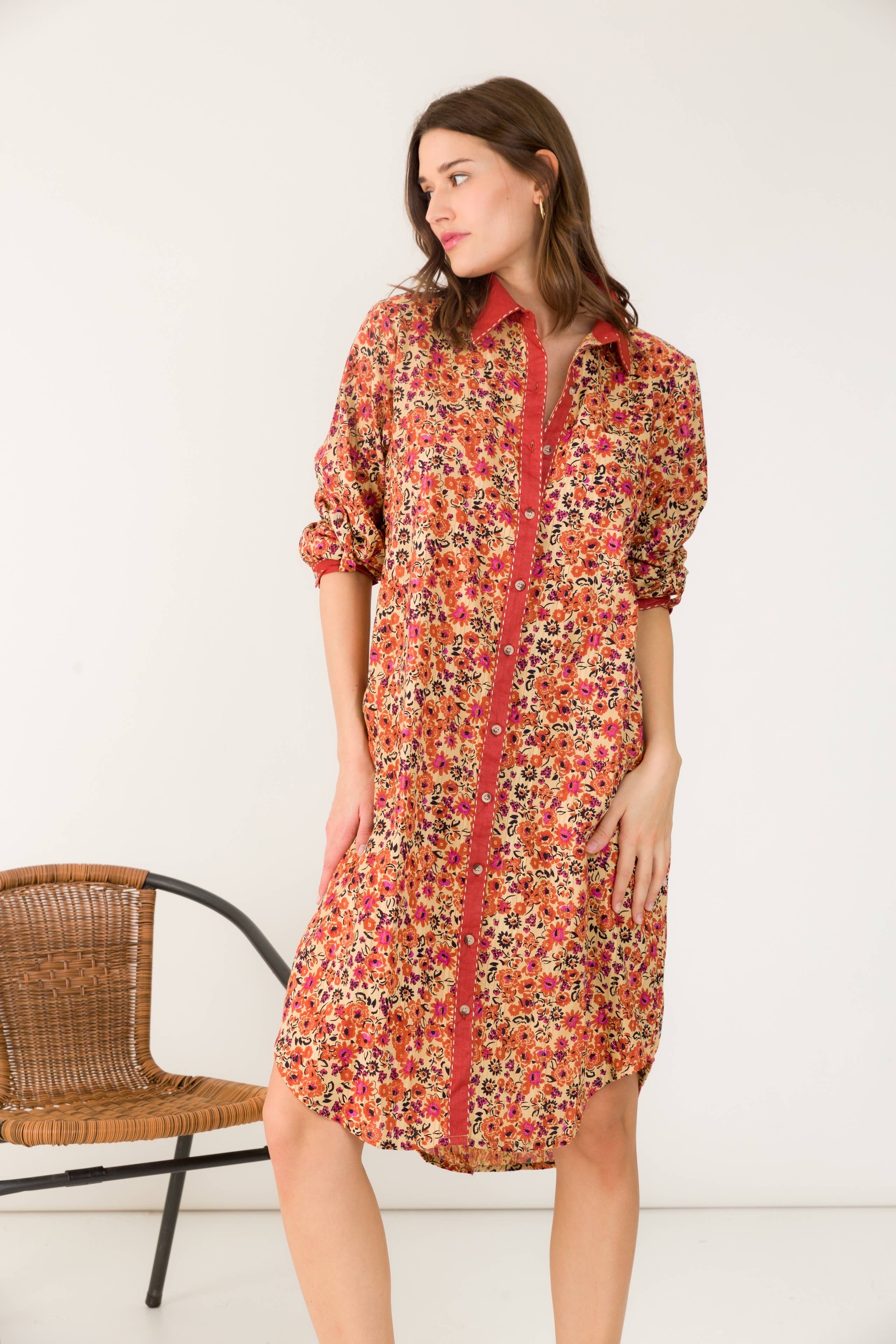 Asymmetric cotton shirt dress- Orice  for wholesale on Faire3