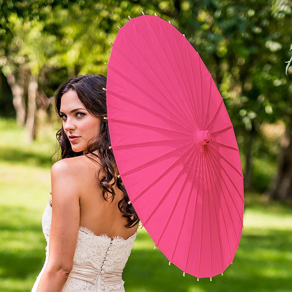 Weddingstar Inc. - Wholesale Umbrella - Women's - Pretty Paper Parasol With Bamboo Handle - Fuchsia1