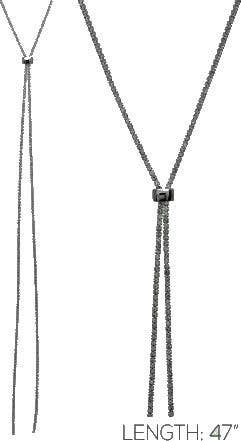 Accessorize Me - Wholesale Y-Neck/Lariat Necklace - Hematite Rhinestone Lariat Necklace0
