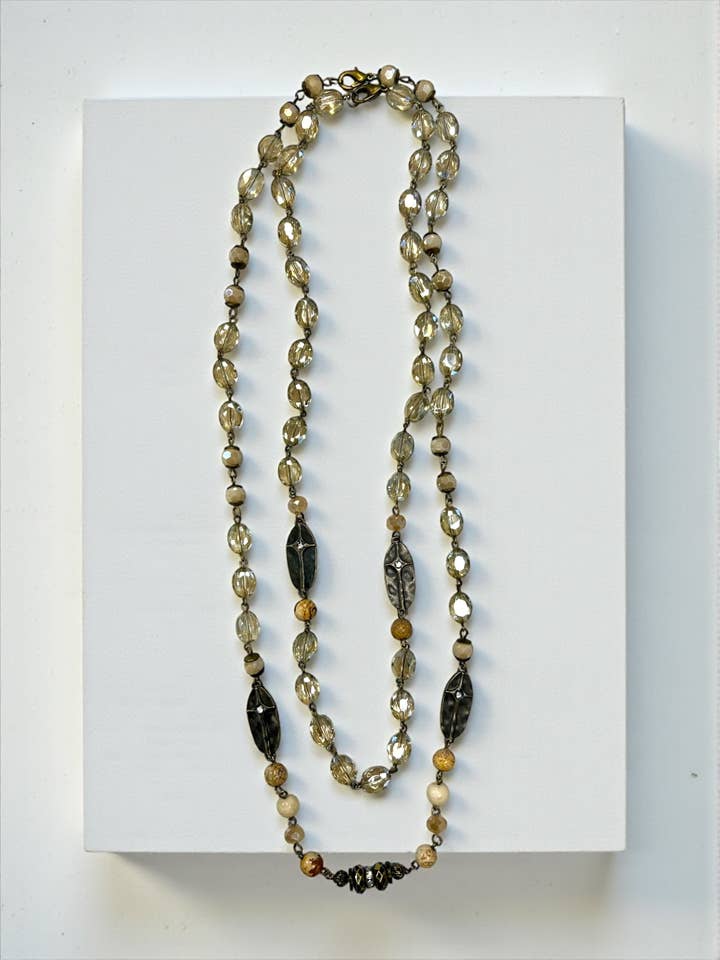 Conjunto de dois colares em jaspe imagem 24” e 28” por atacado de Ava Capri