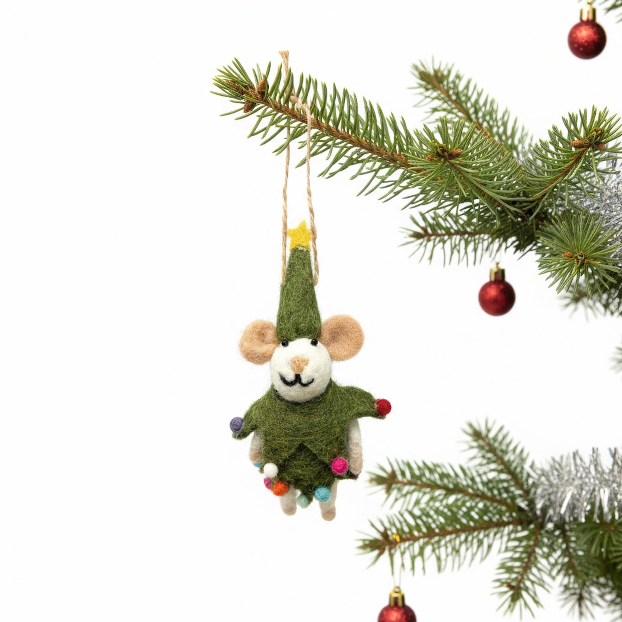 Global Crafts – wholesale Ornament – Christmas Spirit Mouse Felt Ornament1