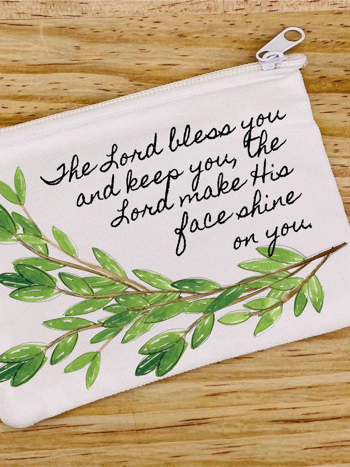 Numbers Eucalyptus Zipper Pouch for wholesale by Krafty Inc