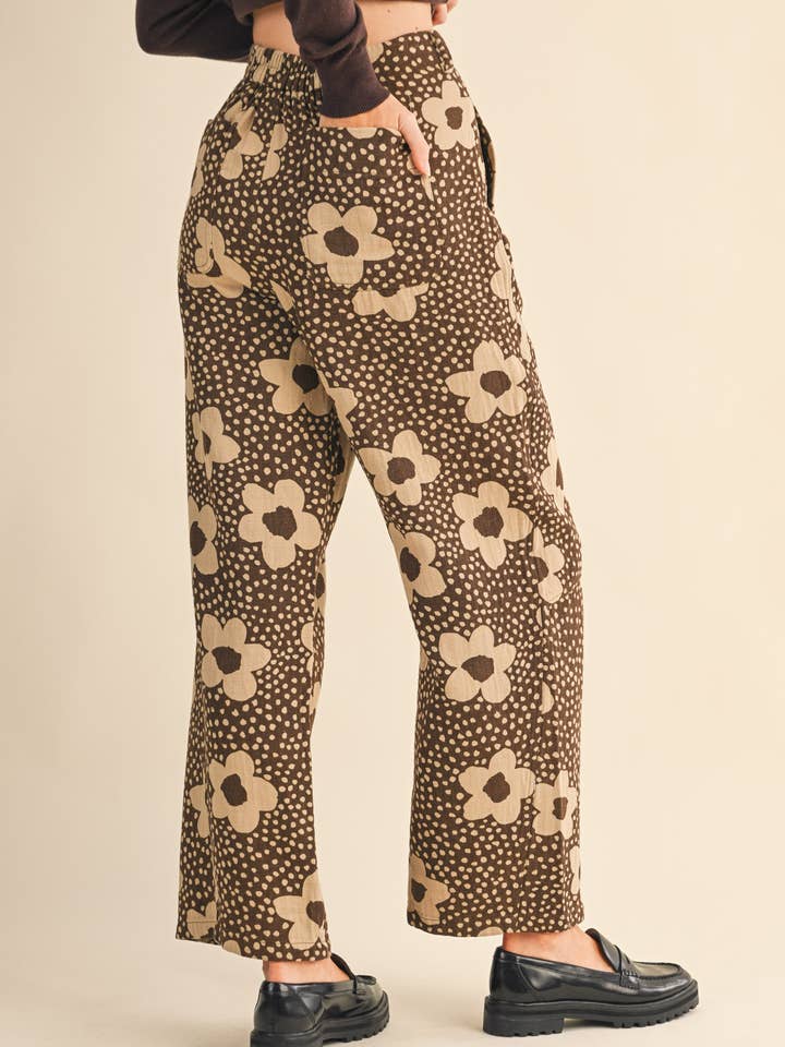 &MERCI - Wholesale Pants - Women's - FLORAL PRINT HIGH WAISTED PANTS MP421416