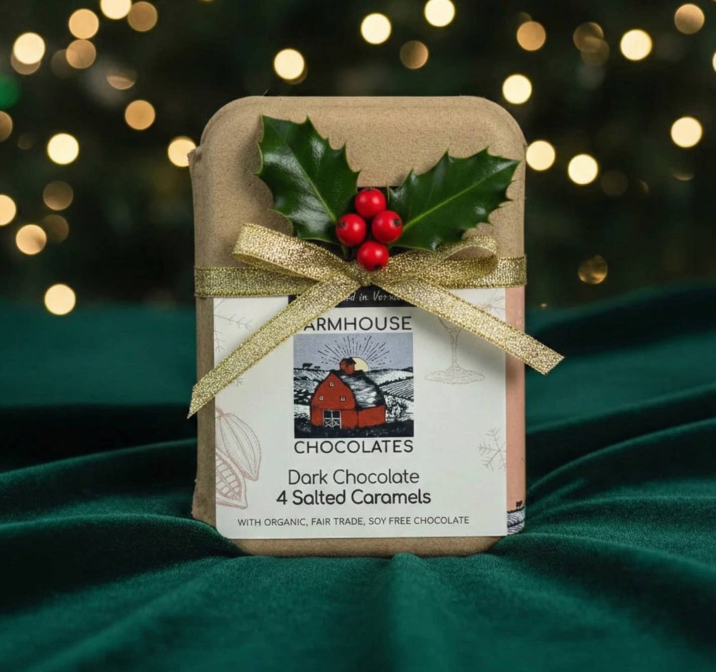 Farmhouse Chocolates - Wholesale Chocolate Covered Sweets - 4 Piece Dark Chocolate Covered Salted Caramels