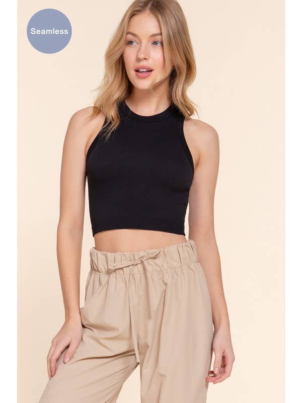 Active Basic | Active USA – Großhandel Strickoberteil – Damen – Ärmelloses, nahtloses Ripptop mit Rundhalsausschnitt