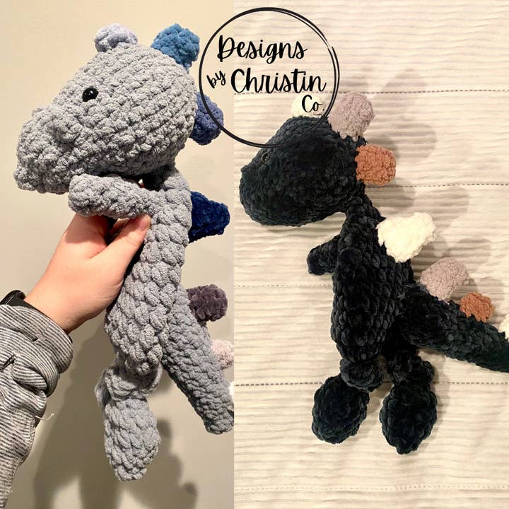 Designs by Christin Co. - Wholesale Security/cuddle blanket – Baby - Tinysaurus Crochet Lovey1