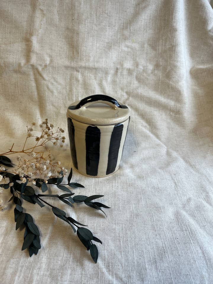 Stripe Butter Crock for wholesale by Charlotte Manser Ceramics