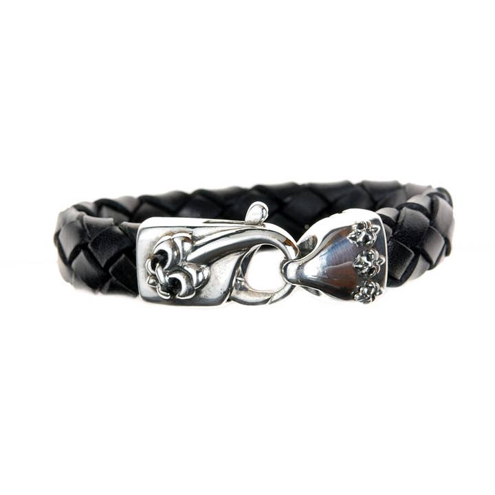 Zilveren leren armband Lobster Claw en Lily Edge 13 voor wholesale door ElfCraft