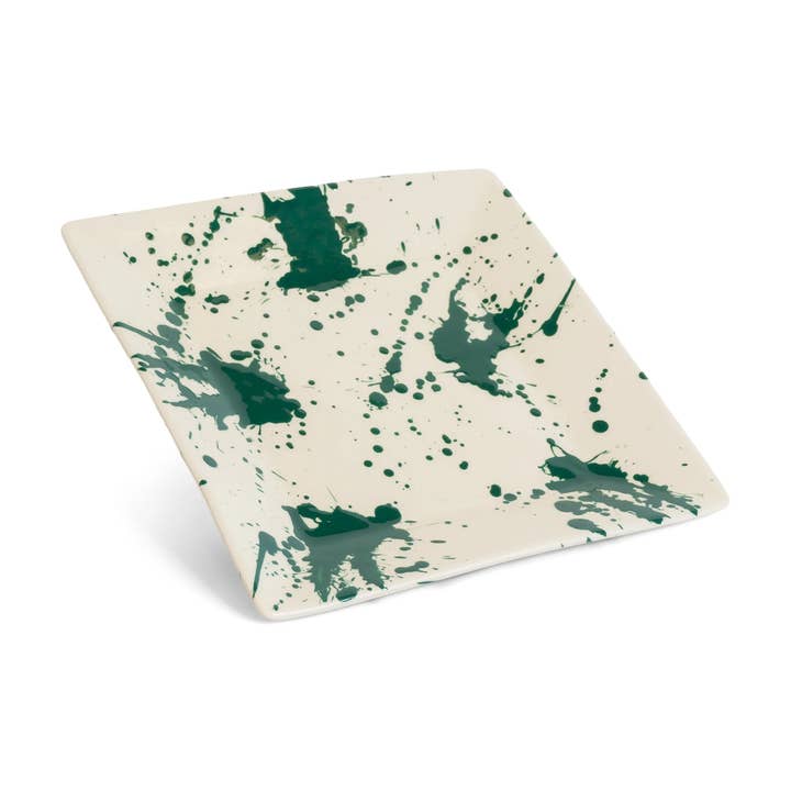ABS Pottery – wholesale Dinner plate – Square Plate Green Splatter
