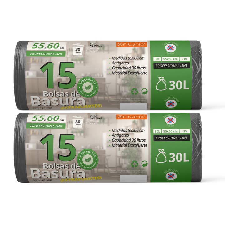 MEDEL OFFICE - Wholesale Rubbish can/Rubbish bin - Recycled Self-Closing Heavy Duty Trash Bags 55x60cm 30L