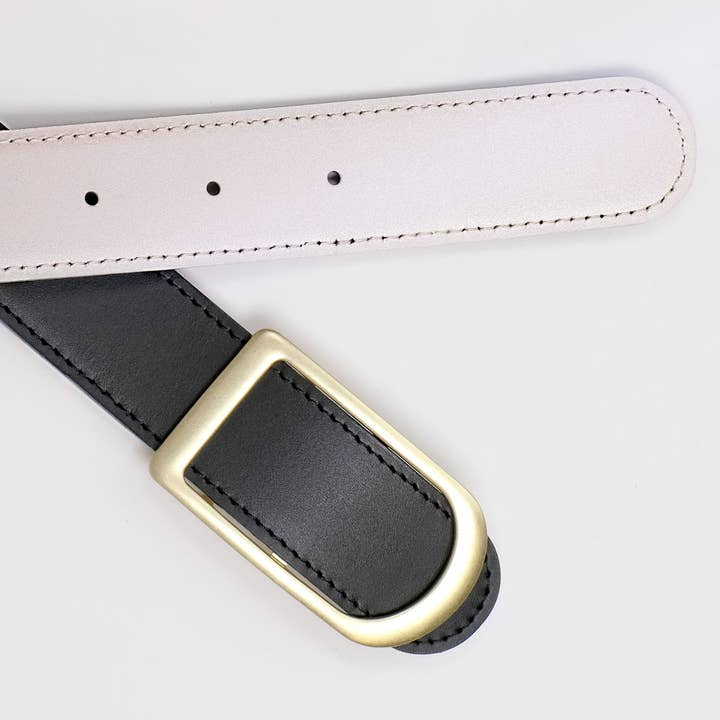 The Gemini Reversible Belt - Black/Pearl for wholesale by Minor History