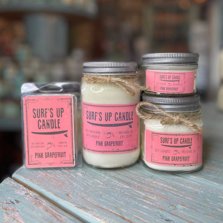 Surfs Up Candle - Wholesale Jar/Filled Candle - Pink Grapefruit Mason Jar Candle - Original Collection0