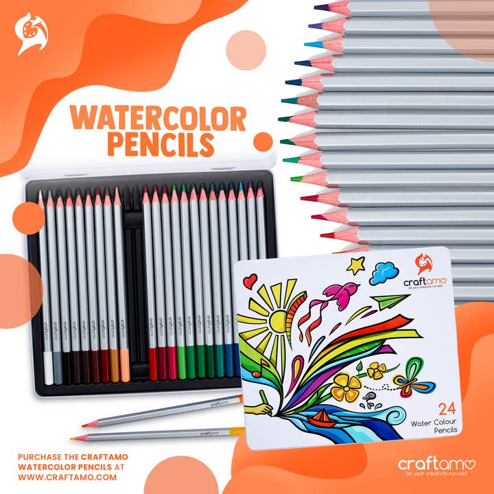 24 Watercolour Pencils - Bright Colours That Blend Easily for wholesale by Craftamo