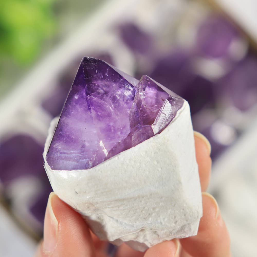 Natures Artifacts Inc – wholesale Retailer display – Beauty & wellness – Amethyst Flat Points (Large sized pieces)1