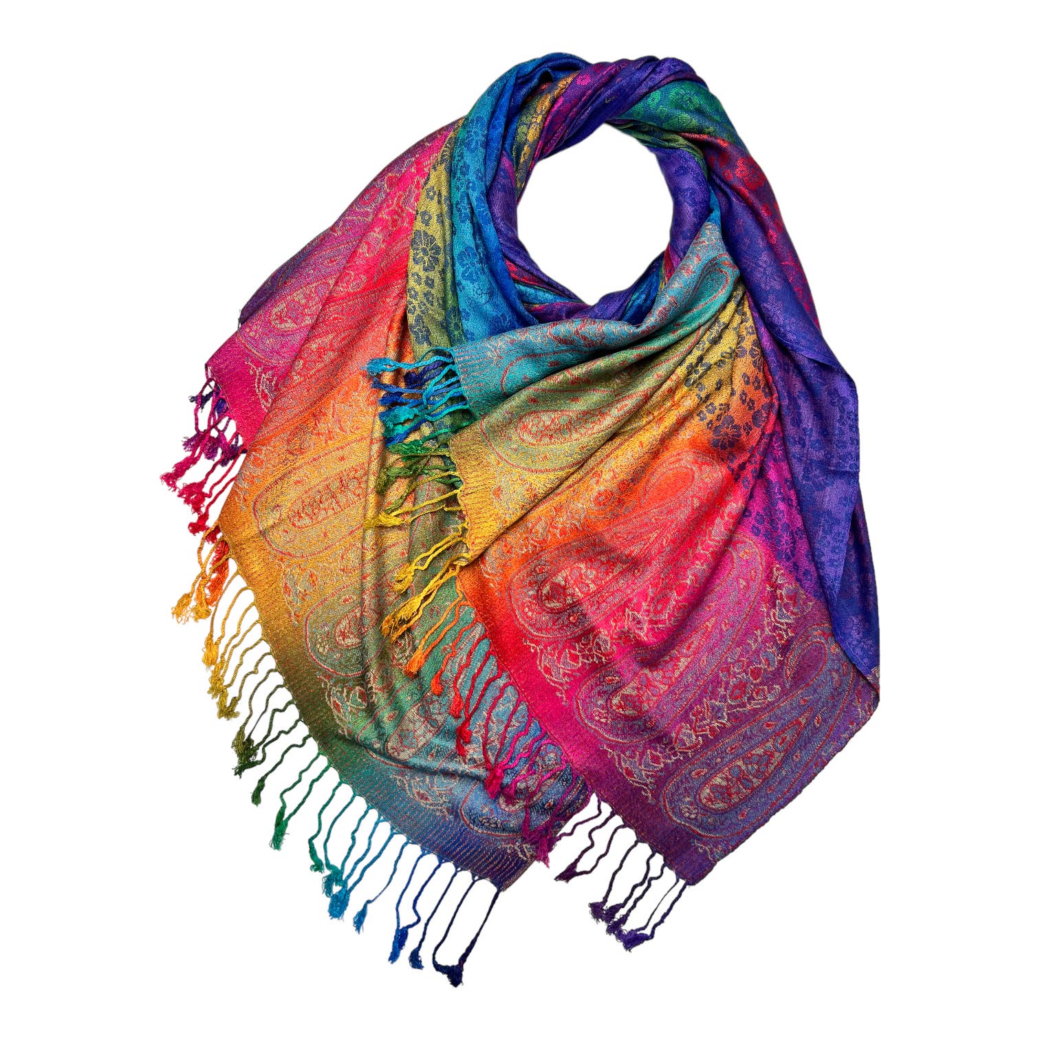 London Scarves - Wholesale Scarf - Women's - Rainbow Pashmina sakura flower print with tassels6