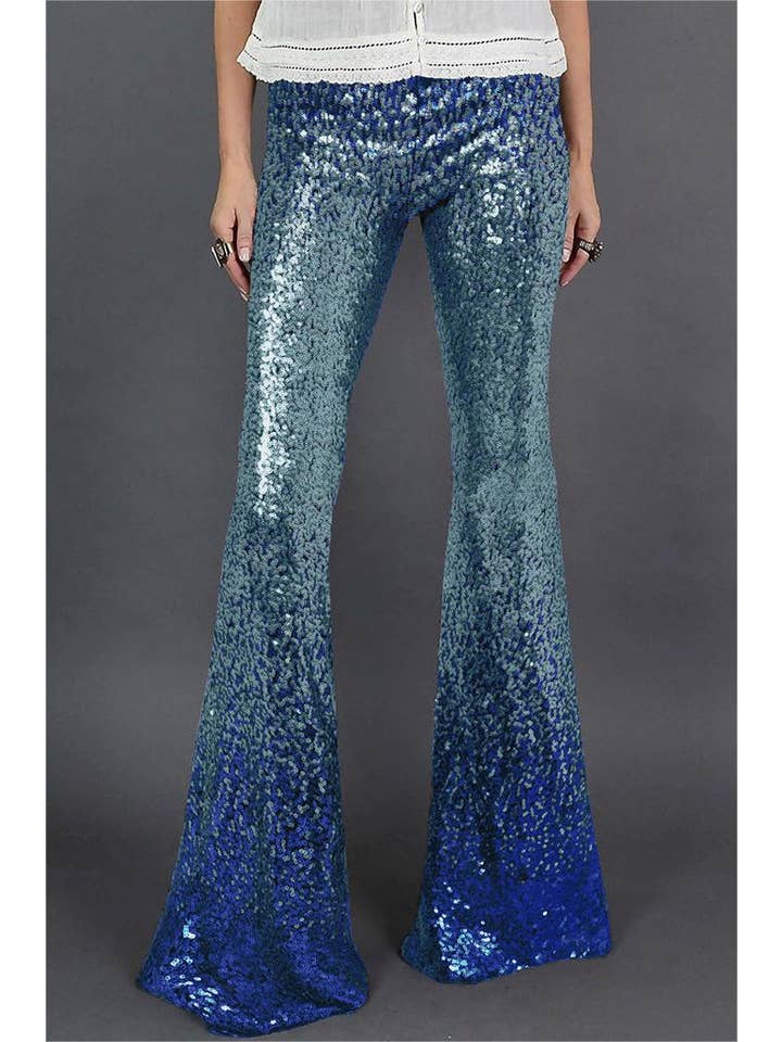 HIDDENBRAND - Wholesale Pants - Women's - High Waisted Wide Leg Gradient Flared Pants1