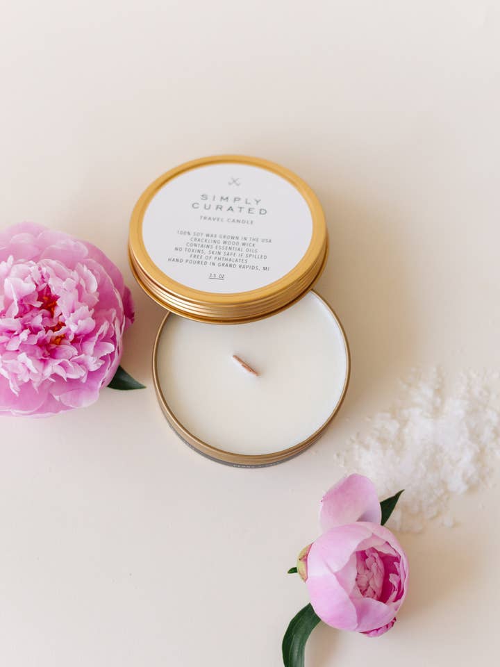 Bougies de voyage Peony + Salt - Soy pour la vente par Simply Curated