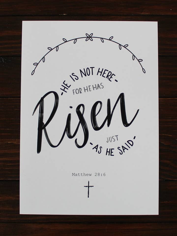 Ele ressuscitou - Impressão de versículo bíblico - Mateus 26:6 por atacado de Daisy & Joy Design