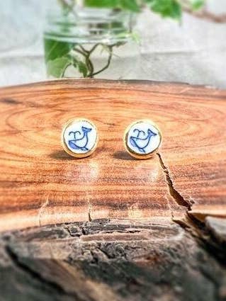 Whale - Porcelain Stud Earrings for wholesale by Wolf and Clay Pty Ltd