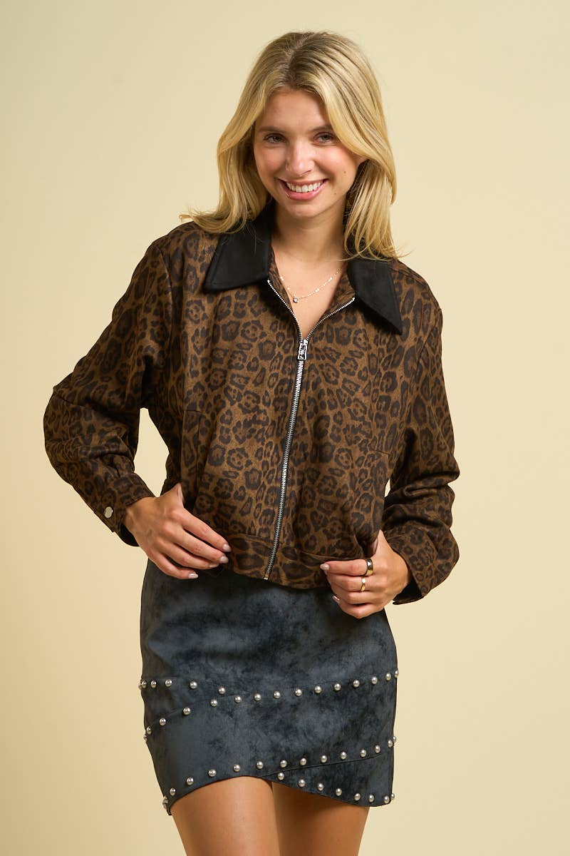 Léopard 2803 - Veste à fermeture éclair imprimé léopard en vente sur Faire3