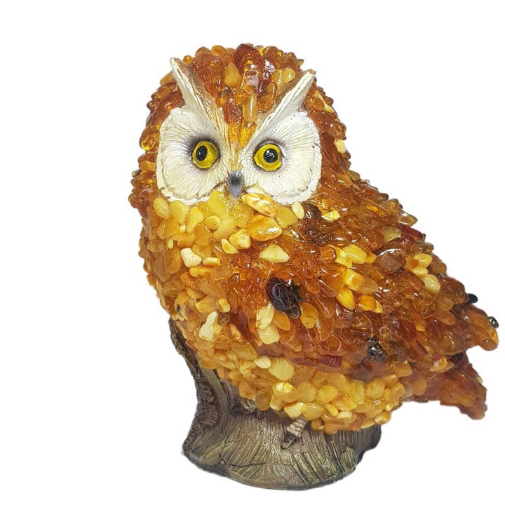 USA handgjord bärnstensfärgad ugglefigur Naturlig baltisk bärnsten KIZIMA för wholesale av KIZIMA