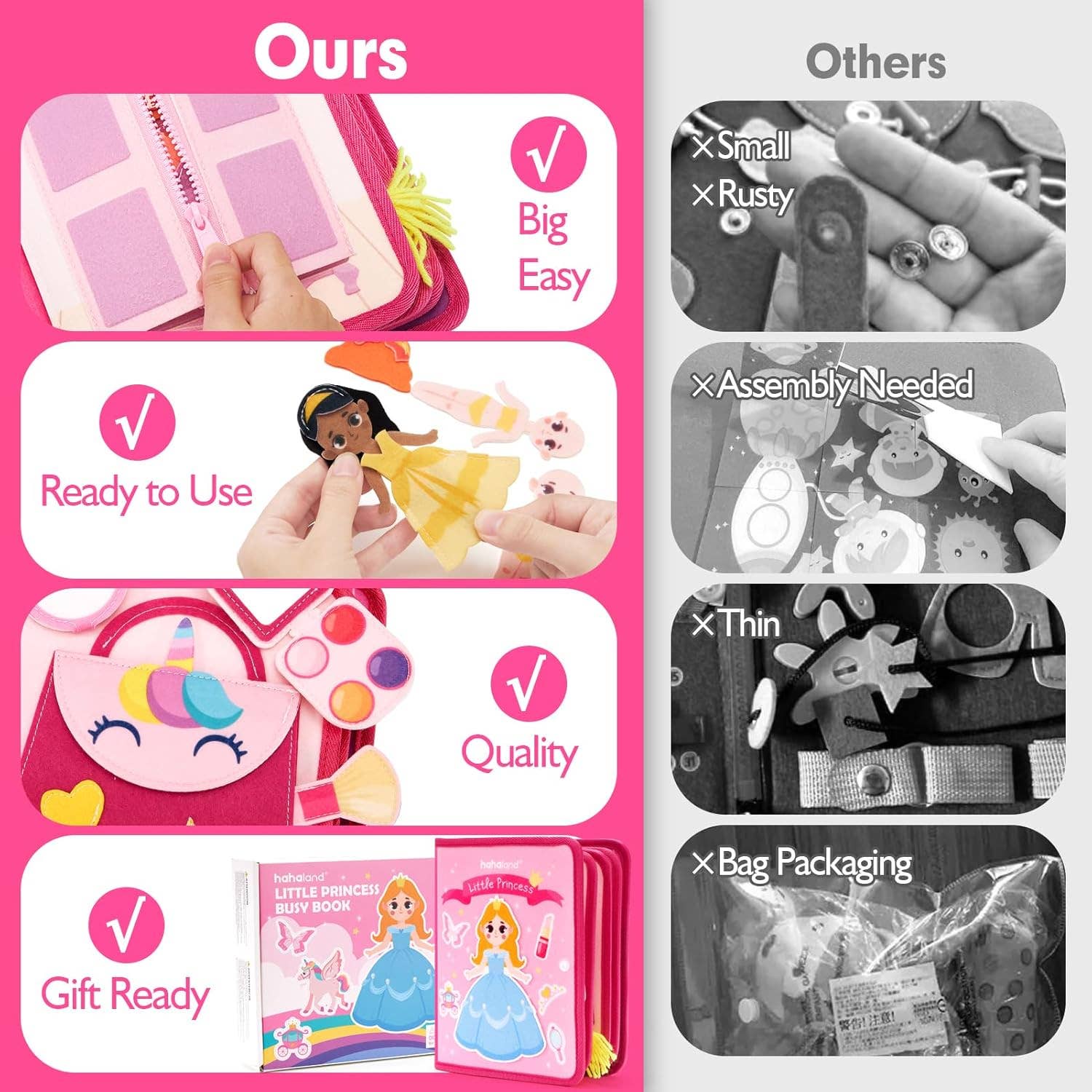 VIGOR - Wholesale Preschool Book (3-5) - Montessori Toys Pink Princess Makeover Girls Quiet Busy Book5
