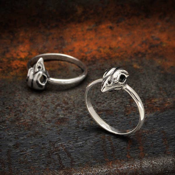 Nina Designs – wholesale Band/stacked ring – Sterling Silver Small Bird Skull Ring