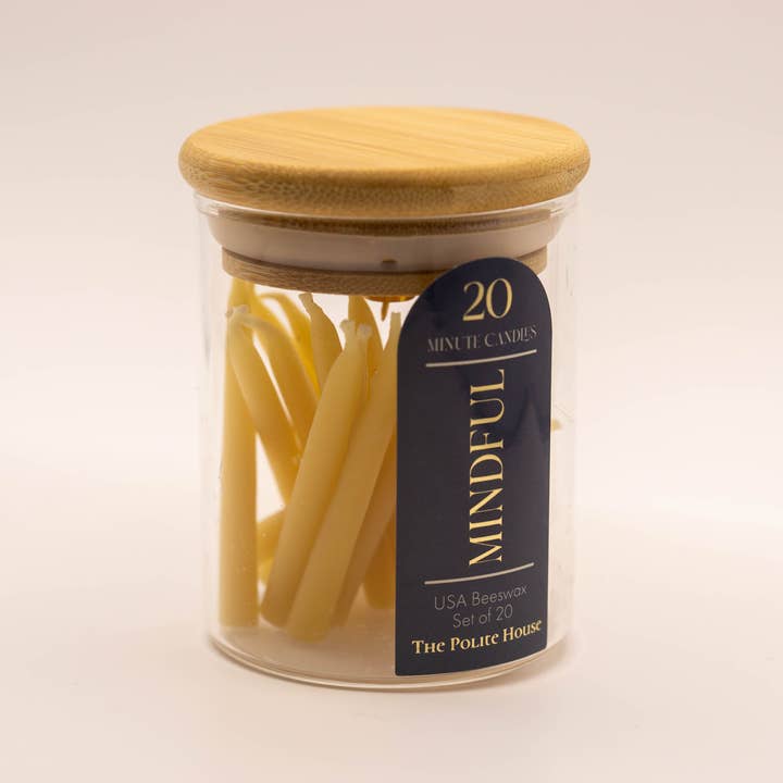The Polite House - Wholesale Tapered Candle/Candlestick - 20 Minute Beeswax Candle Set: Mindful (Set of 20)6