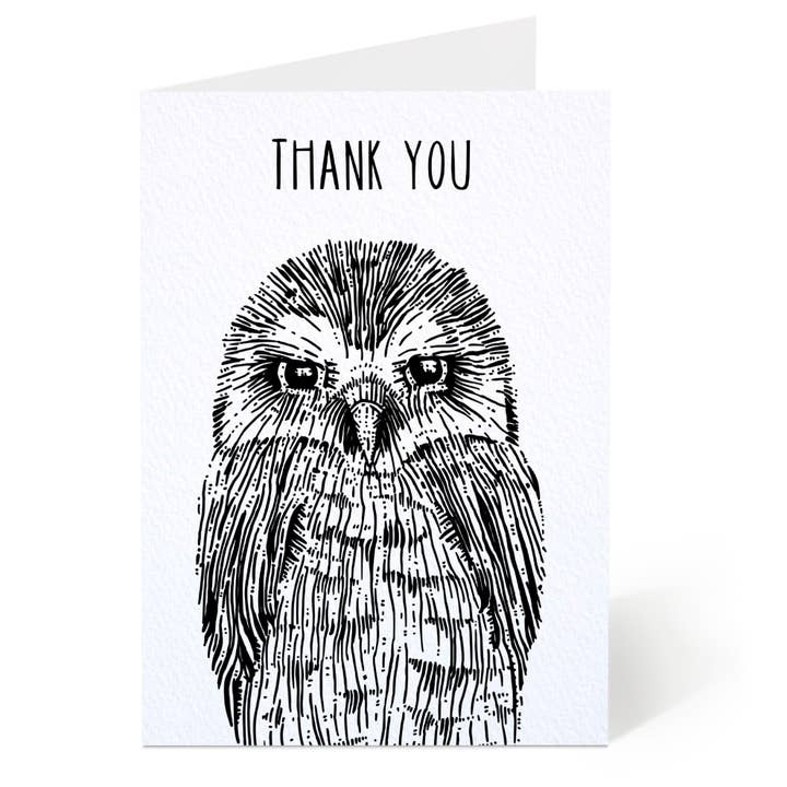 Thank You Owl Card for wholesale by Oliver Stockley