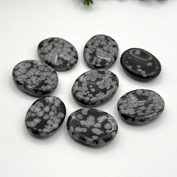 Snowflake Obsidian Worry Stones 40x30x8mm (1 piece) for wholesale by Meraki Gemstones