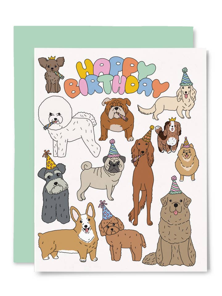 Party Dogs Birthday Card for wholesale by Illustrating Amy
