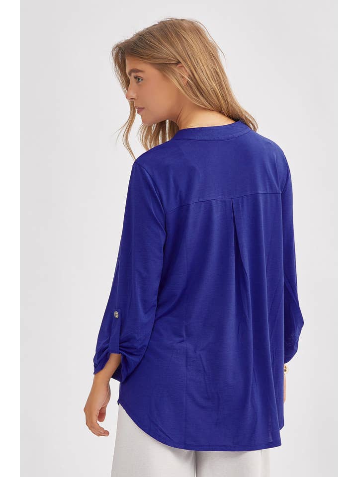 Dear Scarlett - Wholesale Blouse - Women's - Signature Mandarin Collar 3/4 Sleeve Flowy Top3