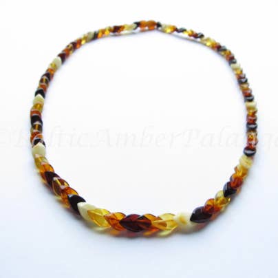 Baltic Amber Necklace, Multicolor Leaves Shape Beads for wholesale by Baltic Amber Palanga